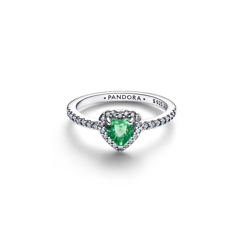 Pandora Silver Elevated Mint Green Heart Ring Image 5