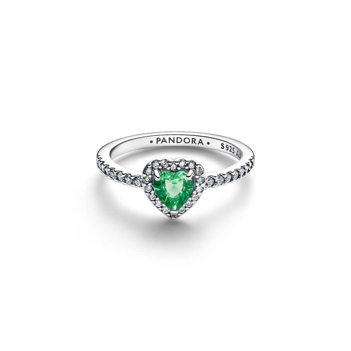 Pandora Silver Elevated Mint Green Heart Ring Image 5
