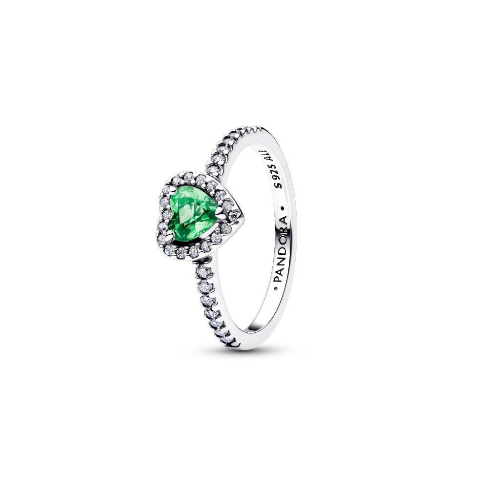 Pandora Silver Elevated Mint Green Heart Ring - MococoPandora198421C08-505700303278544Rings