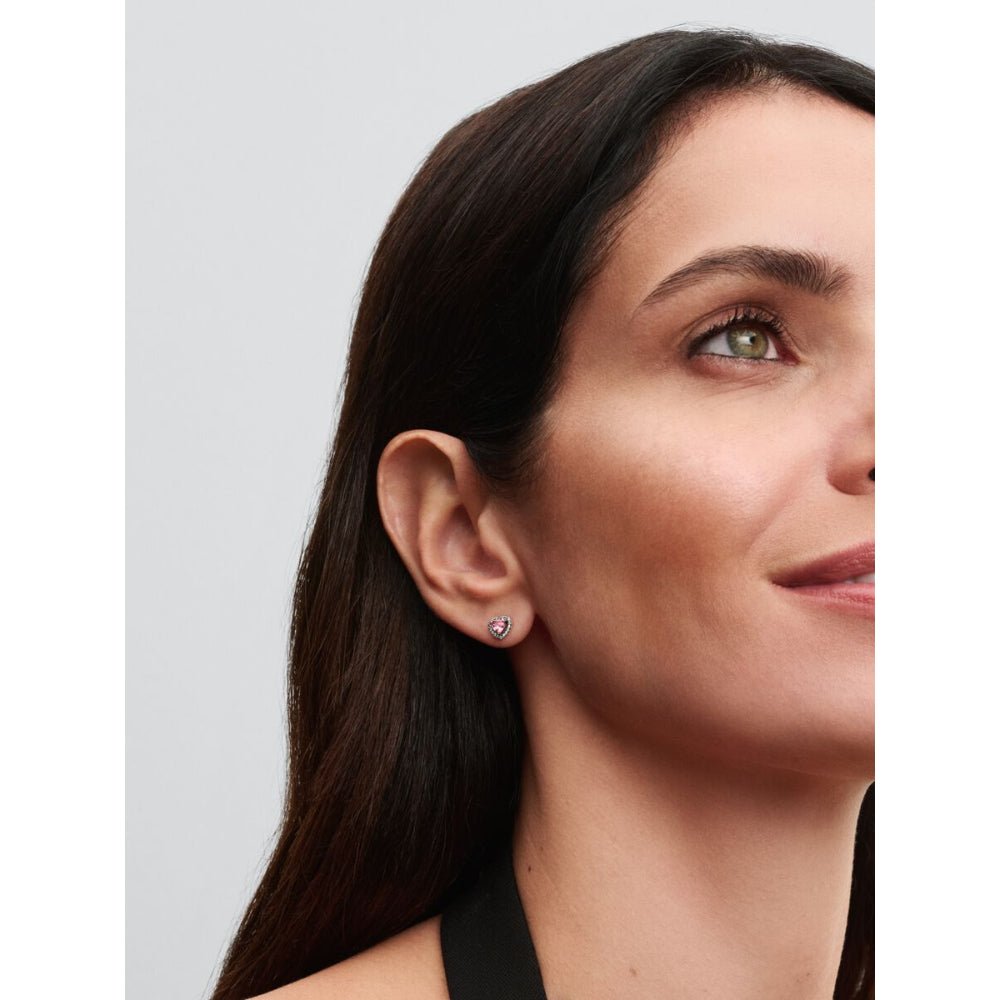 Pandora Silver Elevated Pink Heart Stud Earrings - MococoPandora298427C025700303186030Earrings