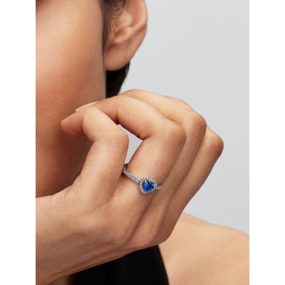 Pandora Silver Elevated Princess Blue Heart Ring Image 2