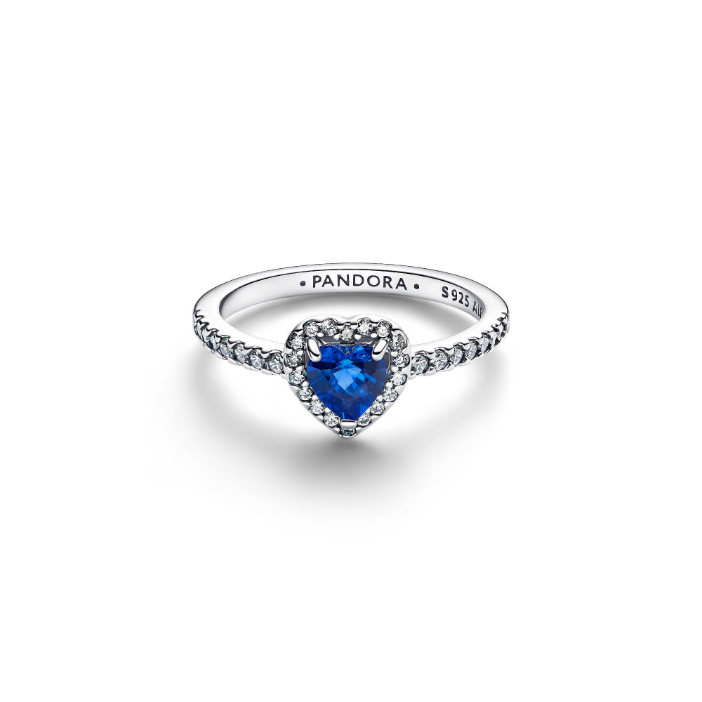 Pandora Silver Elevated Princess Blue Heart Ring Image 5