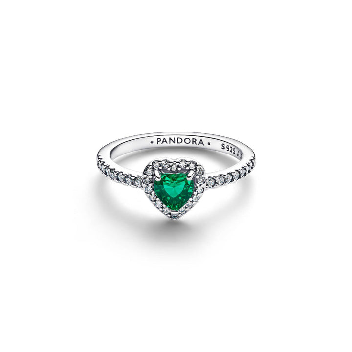 Pandora Silver Elevated Royal Green Heart Ring Image 5