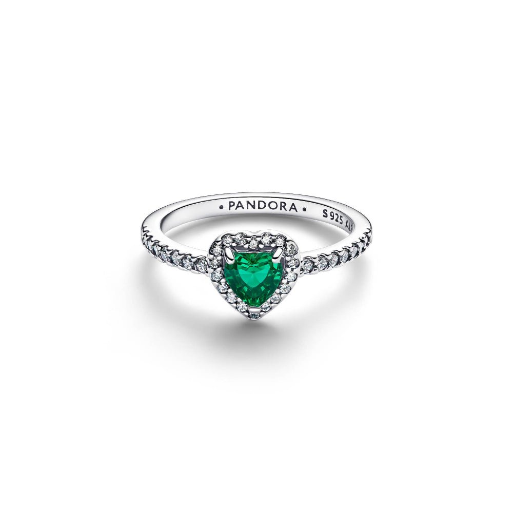 Pandora Silver Elevated Royal Green Heart Ring - MococoPandora198421C07-505700303278742Rings