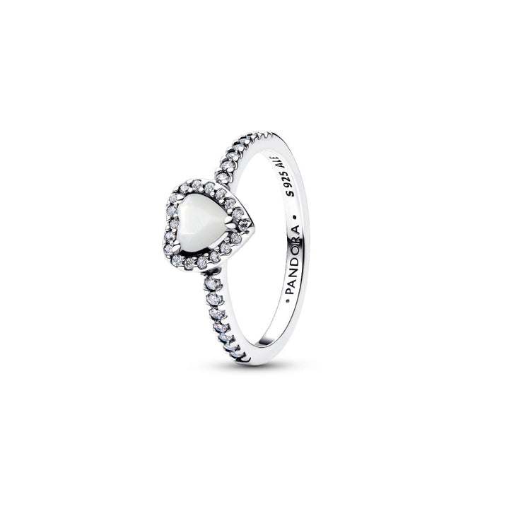 Pandora Silver Elevated White Heart Ring Image 1