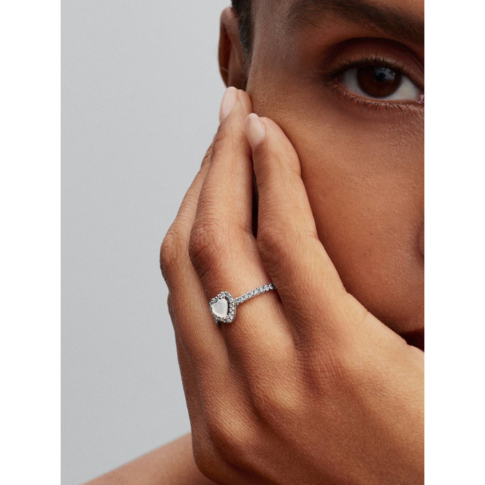 Pandora Silver Elevated White Heart Ring Image 2