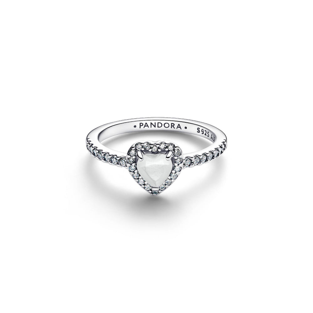 Pandora Silver Elevated White Heart Ring Image 5