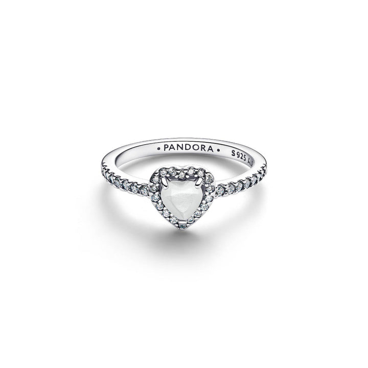 Pandora Silver Elevated White Heart Ring Image 5