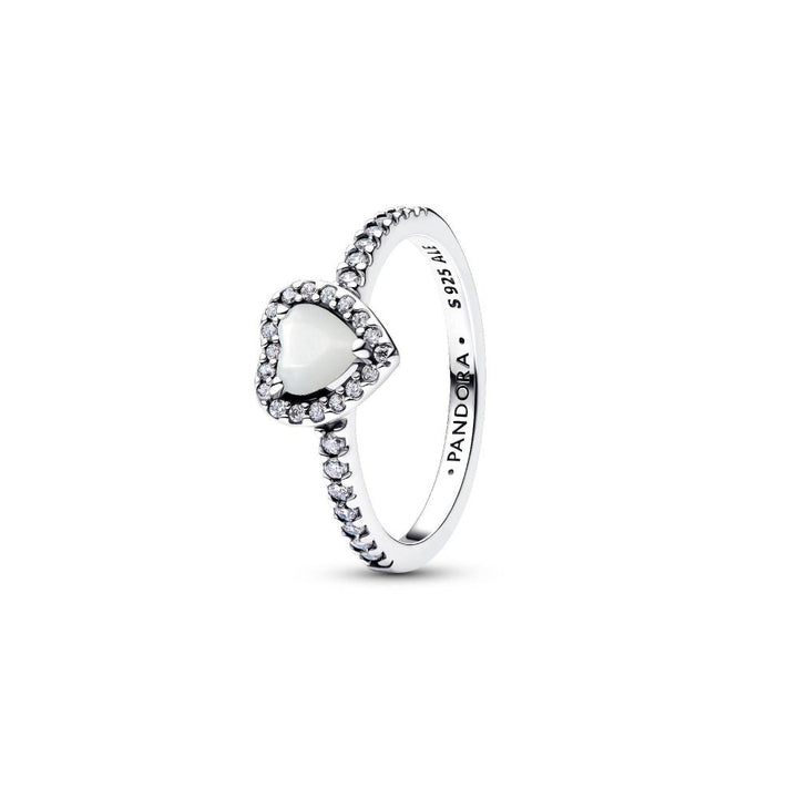 Pandora Silver Elevated White Heart Ring - MococoPandora198421C11-505700303278766Rings