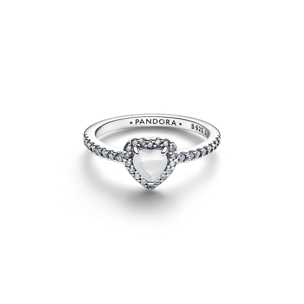 Pandora Silver Elevated White Heart Ring - MococoPandora198421C11-505700303278766Rings