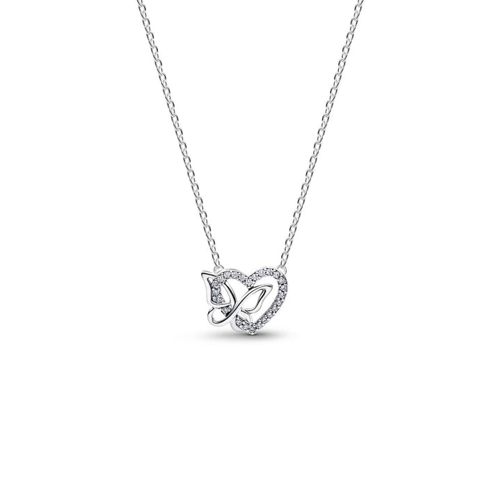 Pandora Silver Entwined Heart &amp; Butterfly Pendant Necklace Image 1
