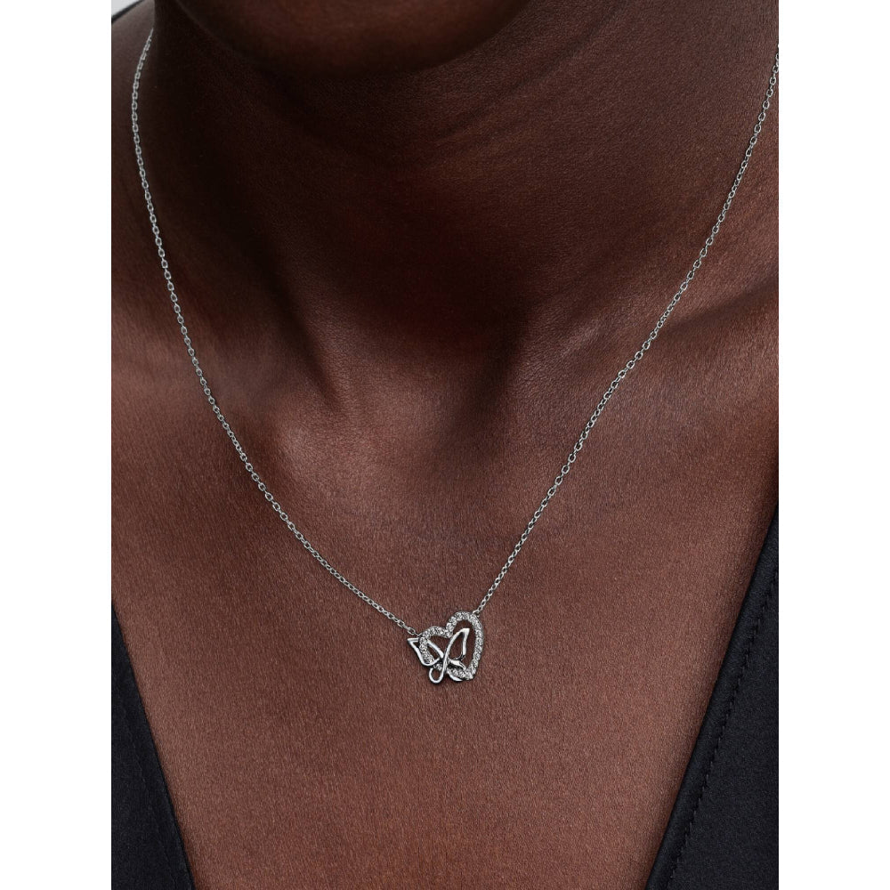 Pandora Silver Entwined Heart &amp; Butterfly Pendant Necklace Image 2
