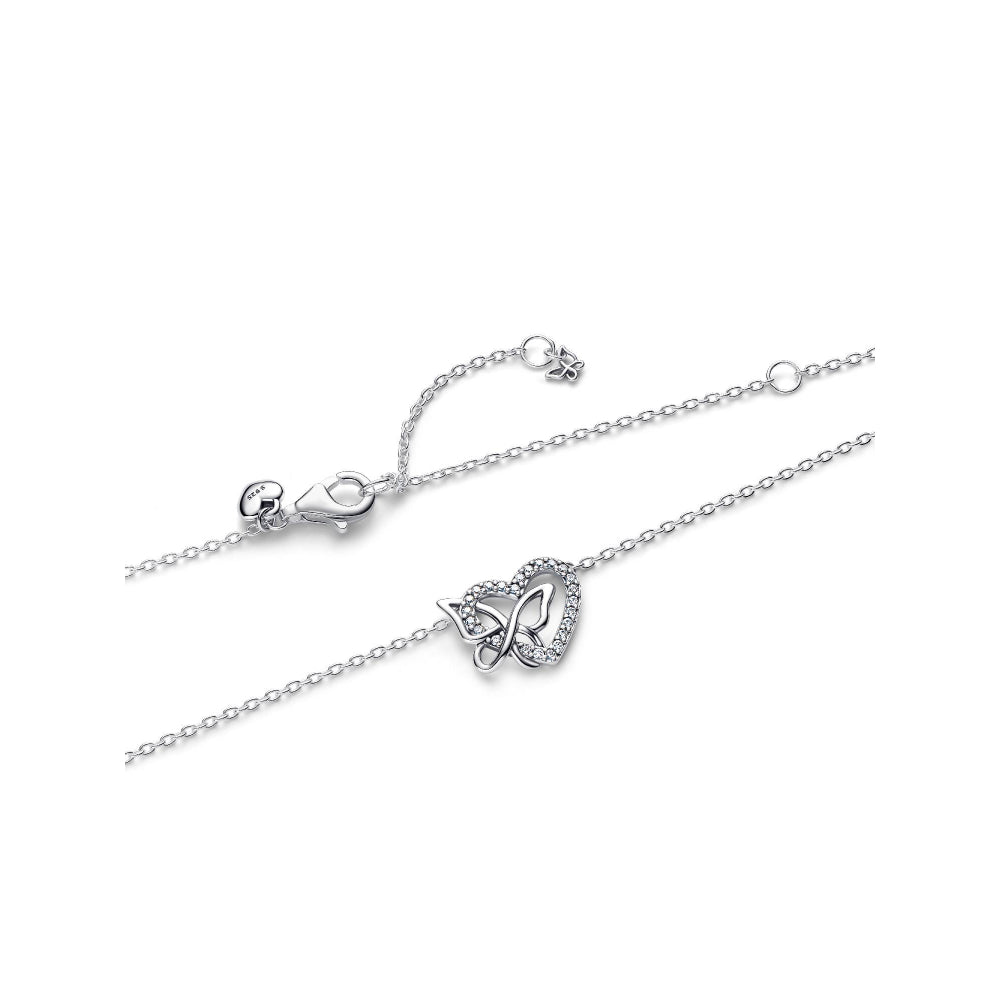 Pandora Silver Entwined Heart &amp; Butterfly Pendant Necklace Image 5