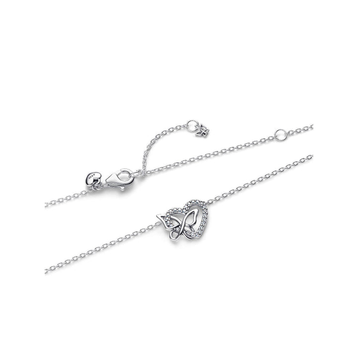 Pandora Silver Entwined Heart &amp; Butterfly Pendant Necklace Image 5