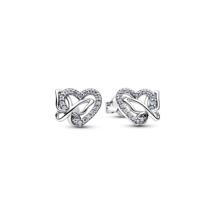 Pandora Silver Entwined Heart &amp; Butterfly Stud Earrings Image 1