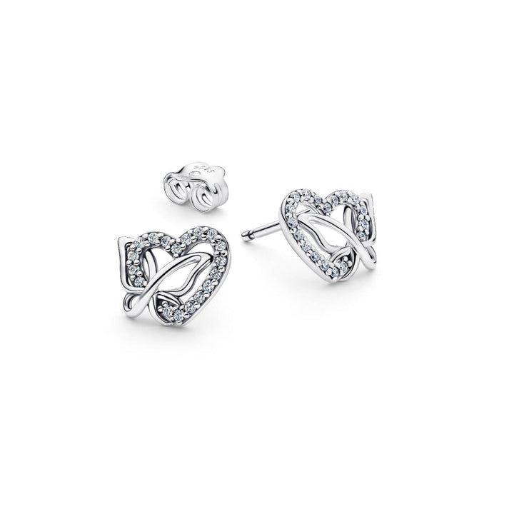 Pandora Silver Entwined Heart &amp; Butterfly Stud Earrings Image 5