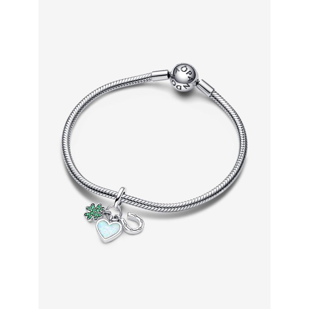 Pandora Silver Four Leaf Clover, Heart and Horseshoe Triple Dangle Charm - MococoPandora792755C015700303060309Charms