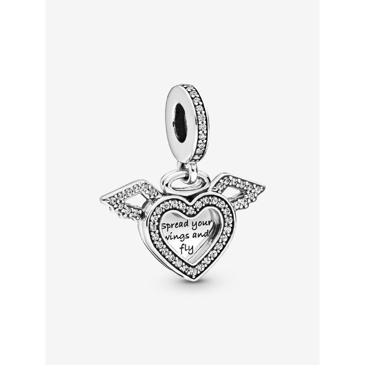 Pandora Silver Heart and Angel Wings Dangle Charm - MococoPandora798485C015700302827286Charms