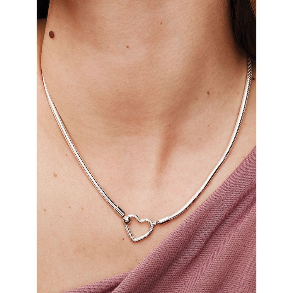 Pandora Silver Heart Closure Snake Chain Necklace - MococoPandora393377C00-455700303134345Necklace