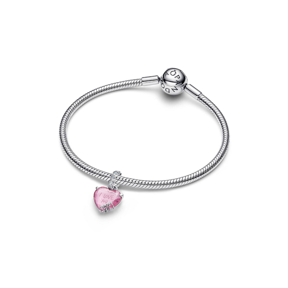 Pandora Silver I Love You Mom Dangle Charm Image 6