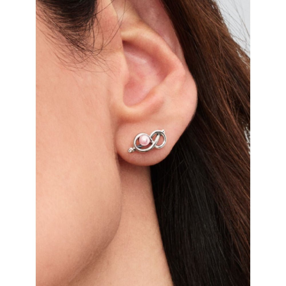 Orecchini A Lobo Infinity In Argento 925 Placcato Oro - Piccoli, Love Forever