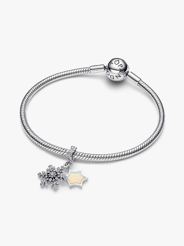 Pandora Silver Opalescent Snowflake Double Dangle Charm - MococoPandora794142C015700303230627Charms