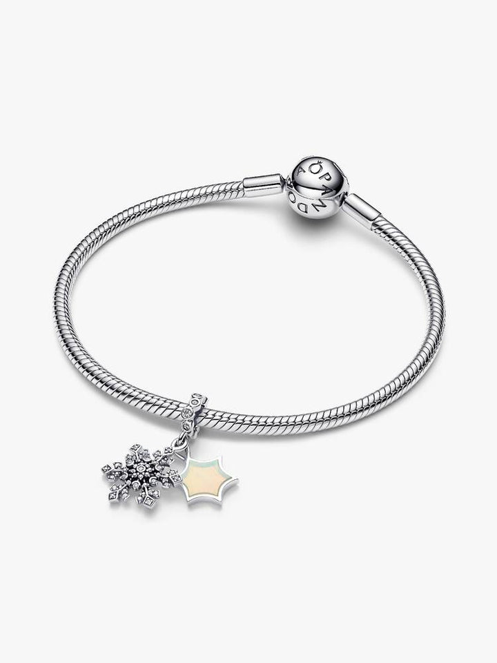 Pandora Silver Opalescent Snowflake Double Dangle Charm - MococoPandora794142C015700303230627Charms