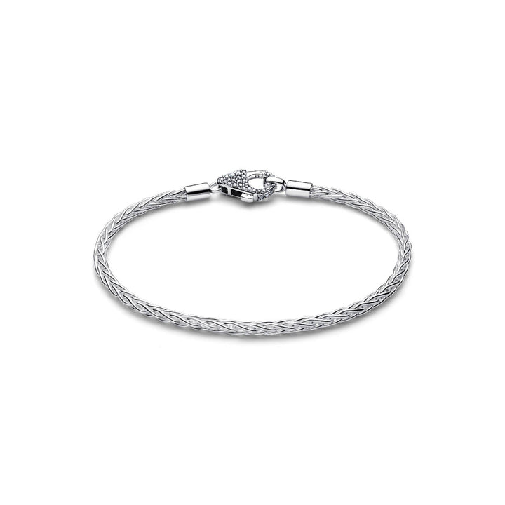 Pandora Silver Pave Clasp Foxtail Chain Charm Bracelet Image 6