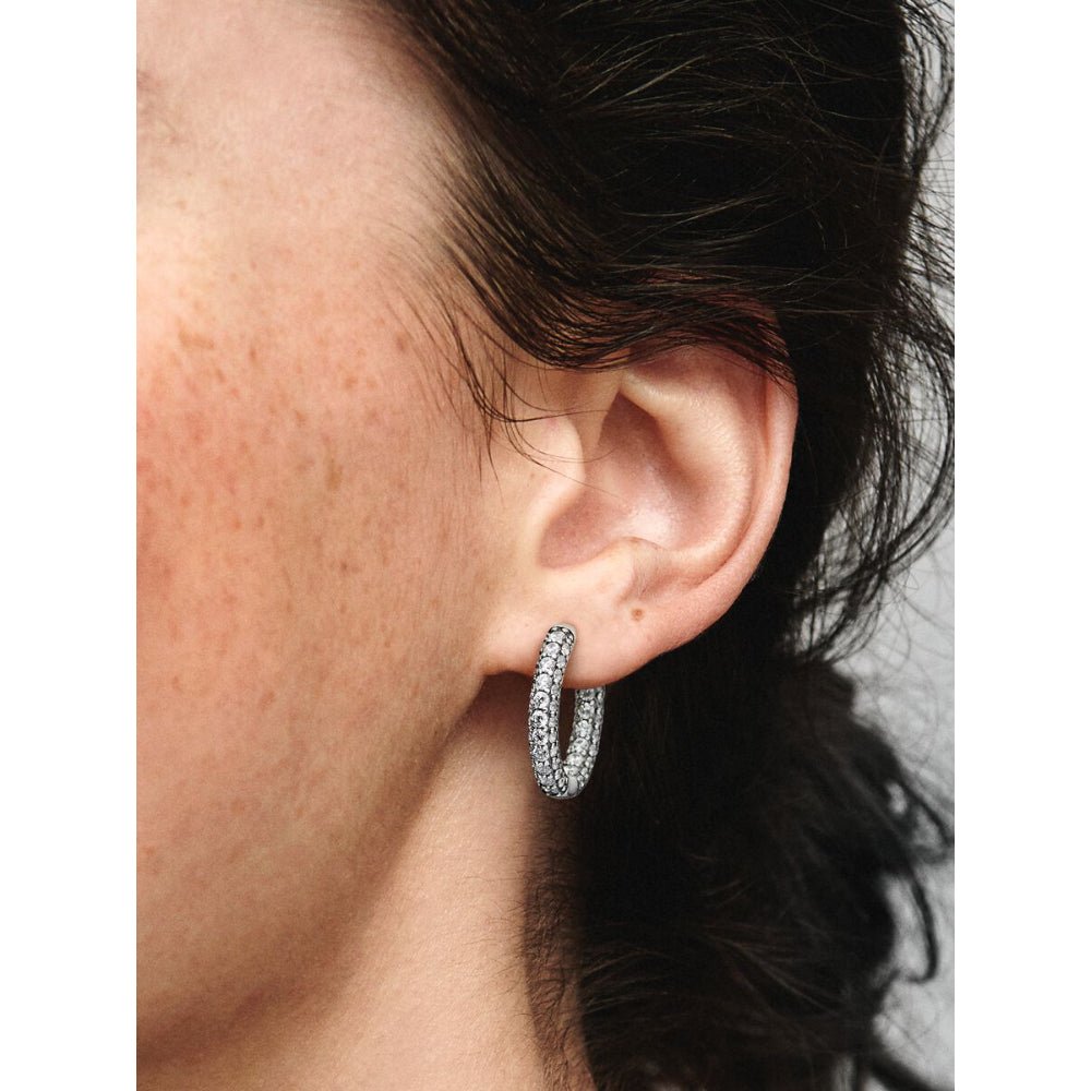 Pandora Silver Pave Single - Row Hoop Earrings - MococoPandora292624C015700303041087Earrings
