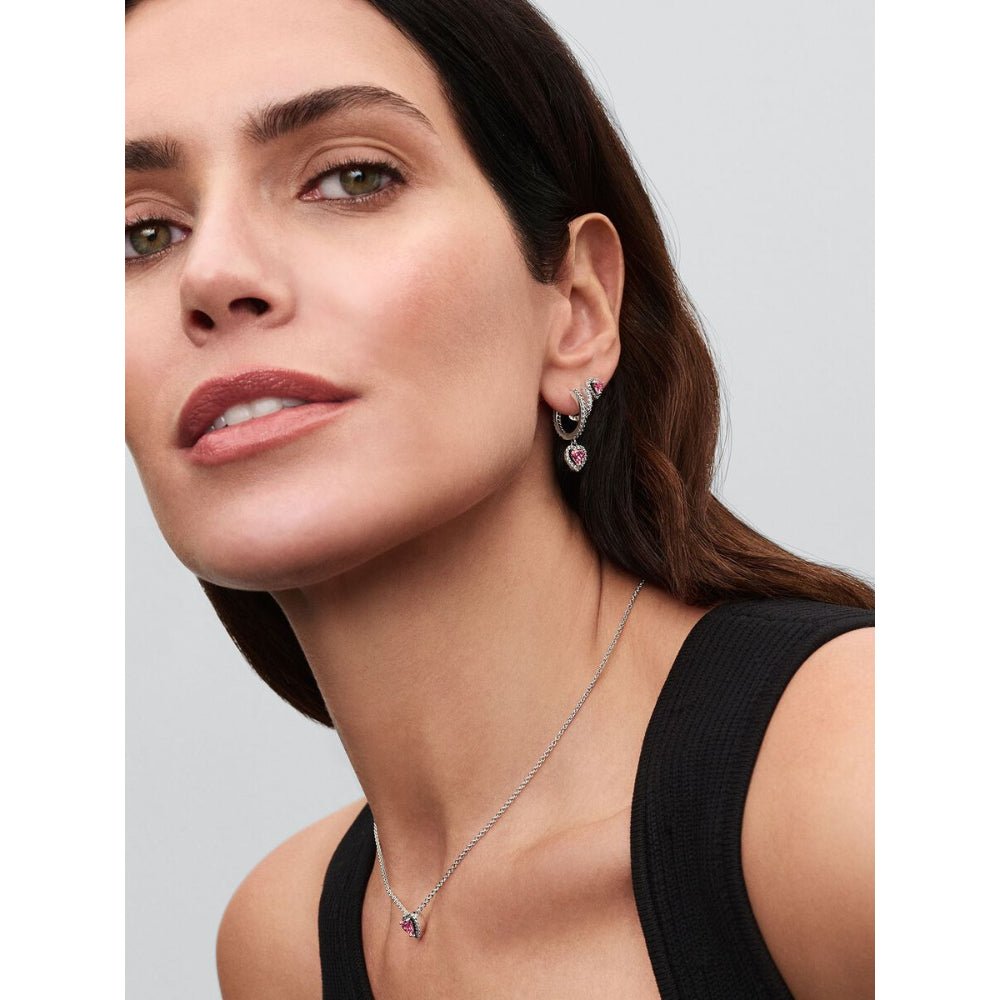 Pandora Silver Pink Elevated Heart Necklace - MococoPandora398425C02-455700303185859Necklace
