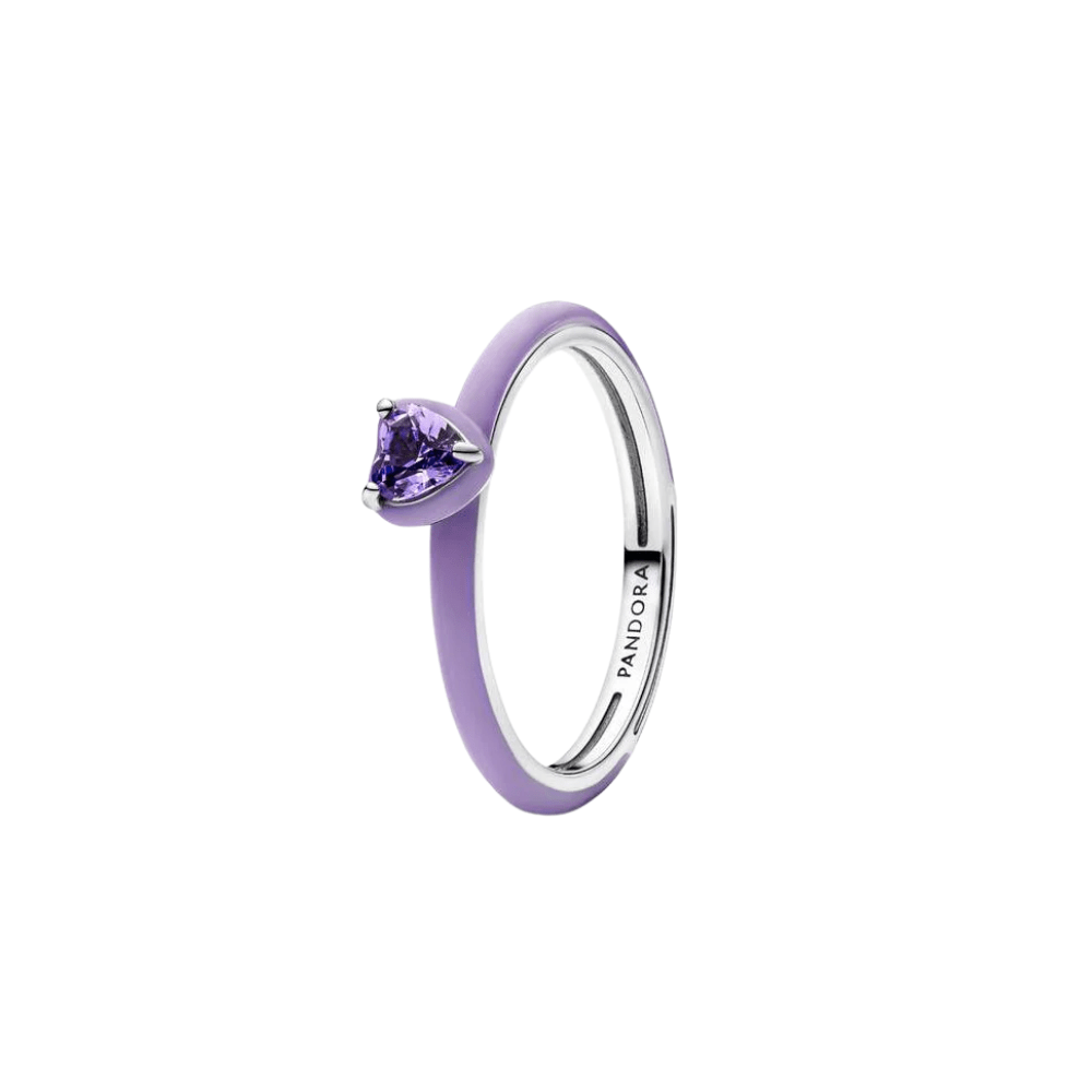 Pandora Silver Purple Enamel Chakra Heart Ring - MococoPandora193088C04-50Rings