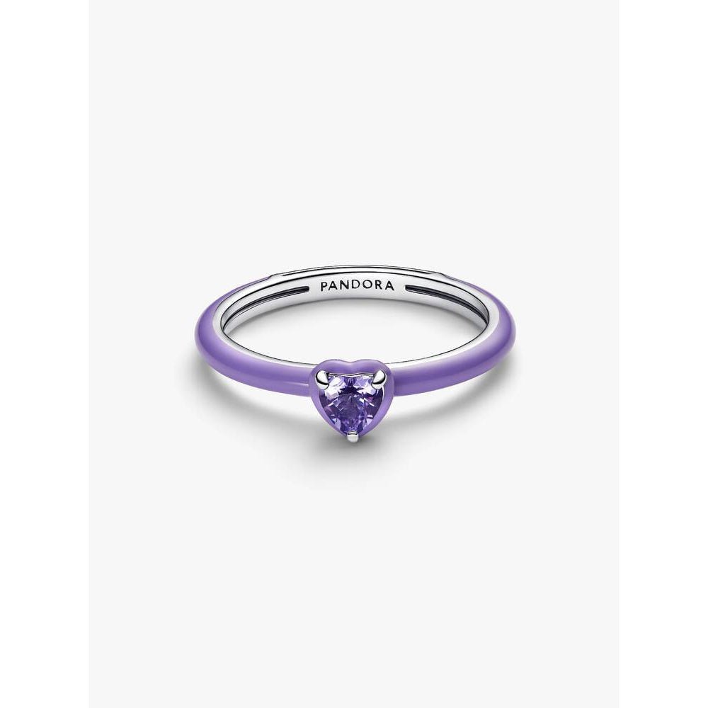 Pandora Silver Purple Enamel Chakra Heart Ring - MococoPandora193088C04-50Rings