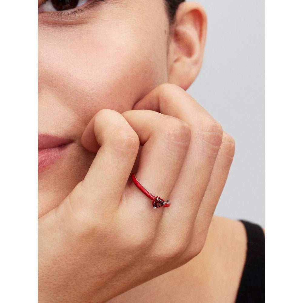 Pandora Silver Red Enamel Chakra Heart Ring - MococoPandora193088C05-48Rings