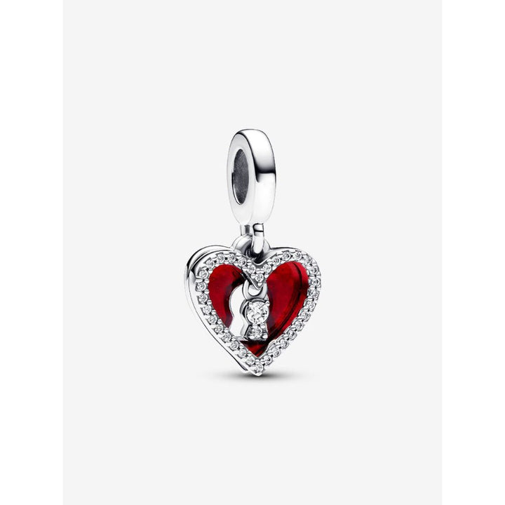 Pandora Silver Red Heart & Keyhole Double Dangle Charm - MococoPandora793119C015700303092744Charms