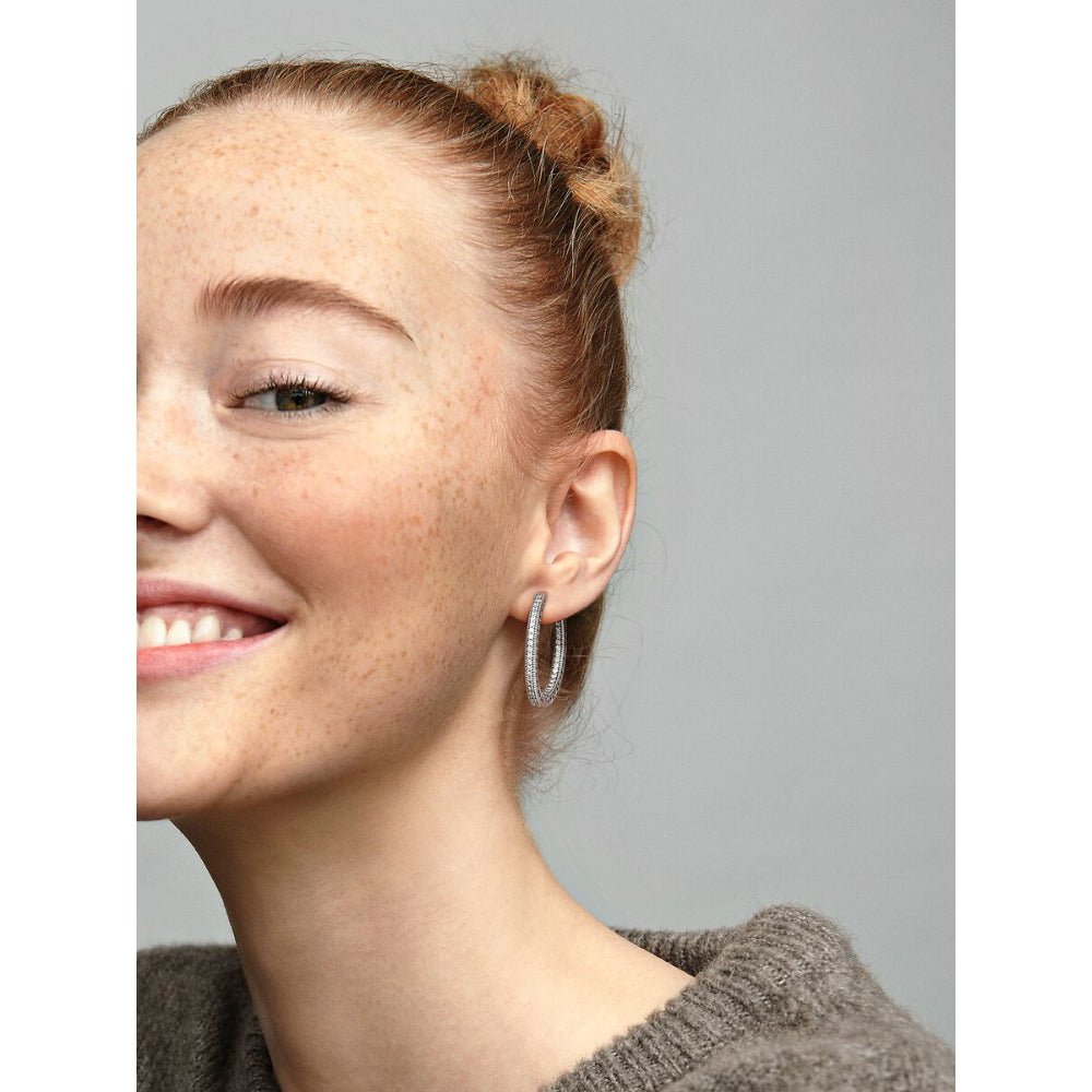 Pandora Silver Sparkle & Hearts Hoop Earrings - MococoPandora296319CZ5700302593341Earrings