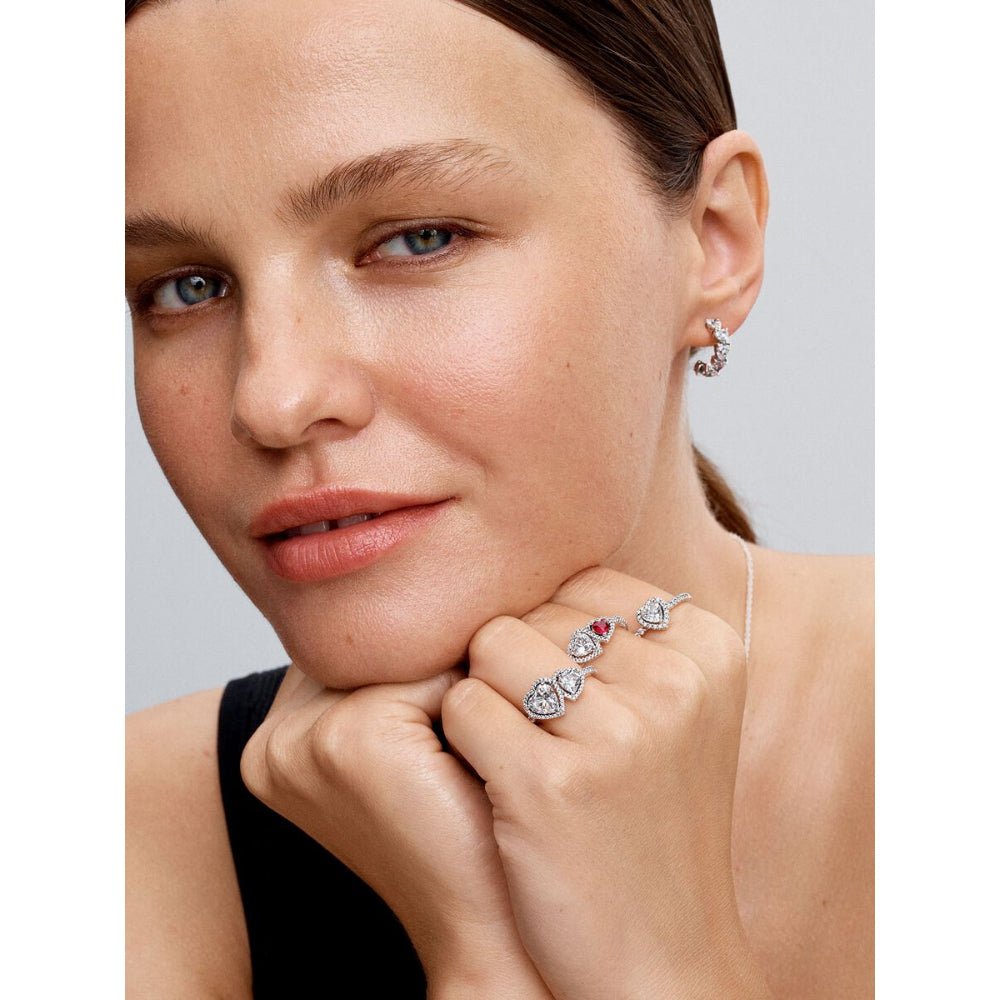 Pandora Silver Sparkling Hearts Open Hoop Earrings - MococoPandora293657C015700303167572Earrings