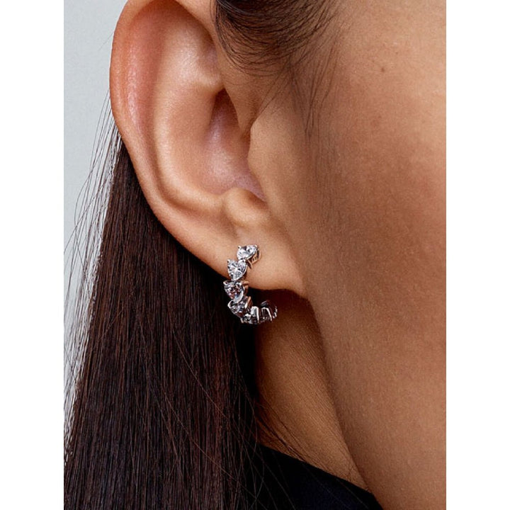 Pandora Silver Sparkling Hearts Open Hoop Earrings - MococoPandora293657C015700303167572Earrings