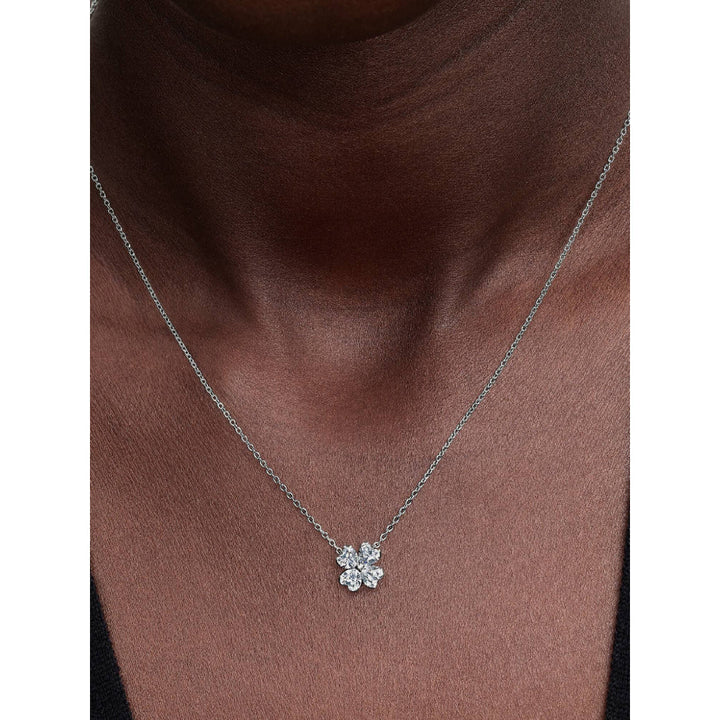 Pandora Silver Sparkling Lucky Clover Pendant Necklace Image 2