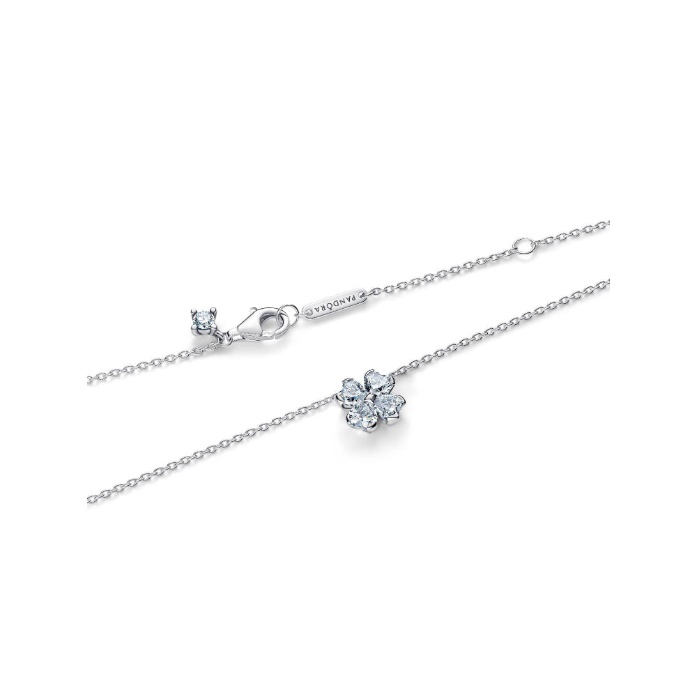 Pandora Silver Sparkling Lucky Clover Pendant Necklace Image 5