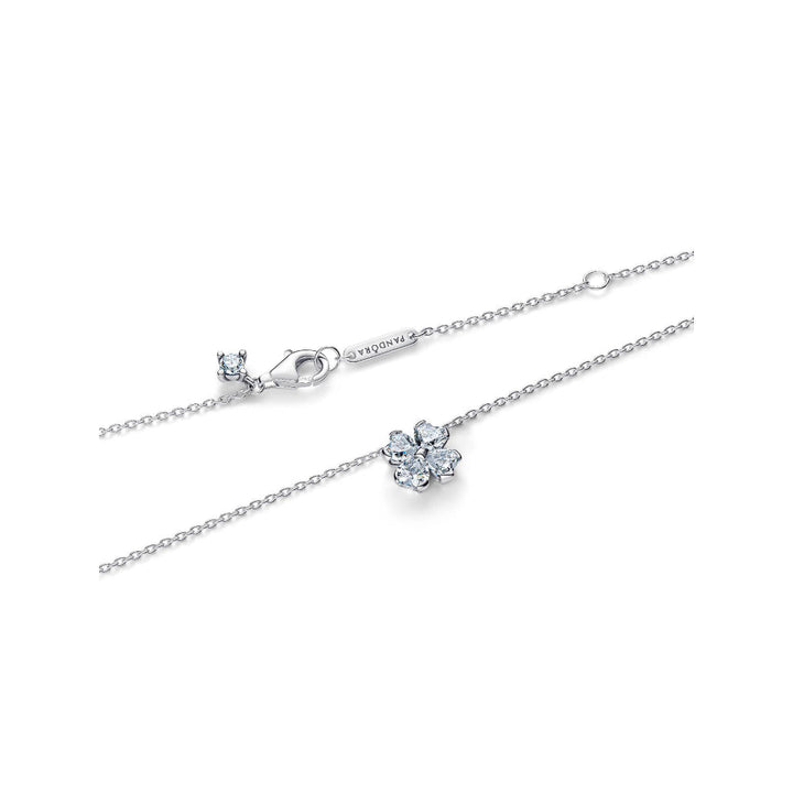 Pandora Silver Sparkling Lucky Clover Pendant Necklace Image 5