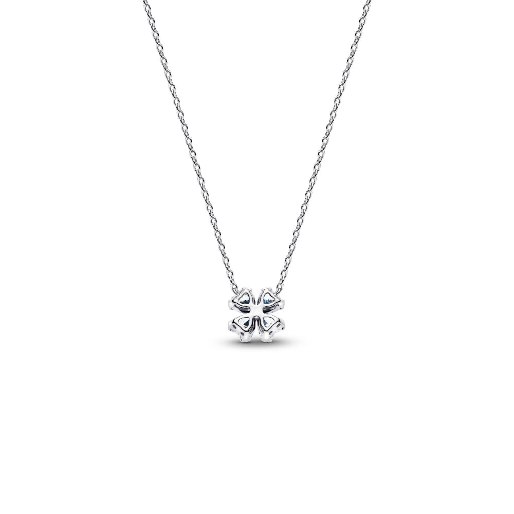 Pandora Silver Sparkling Lucky Clover Pendant Necklace Image 6