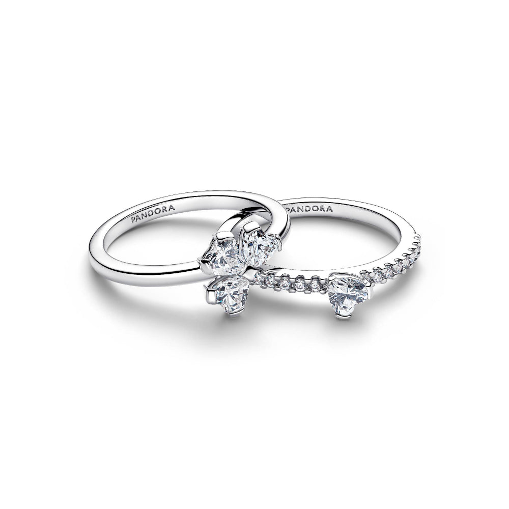Pandora Silver Sparkling Lucky Clover Splittable Ring Image 5