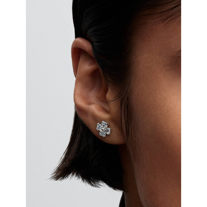 Pandora Silver Sparkling Lucky Clover Stud Earrings Image 2