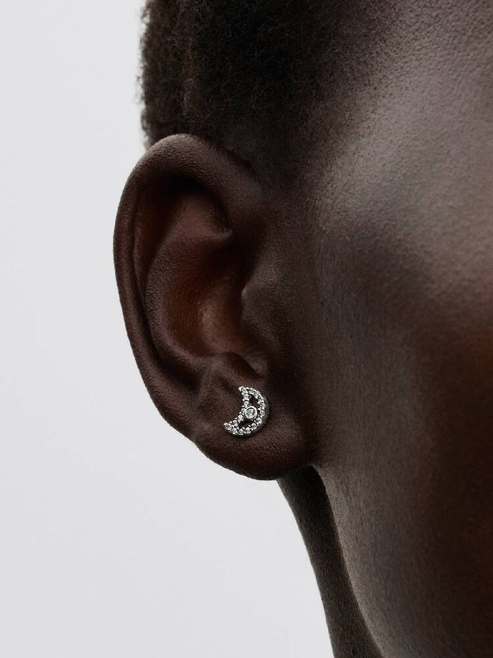 Pandora Silver Sparkling Moon Stud Earrings - MococoPandora294257C015700303232096Earrings