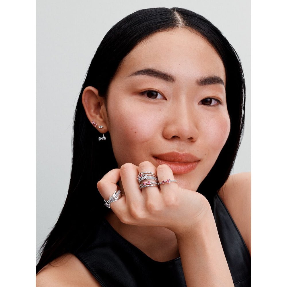 Pandora Silver Sparkling Pink Bow Stud Earrings - MococoPandora293505C015700303149653Earrings