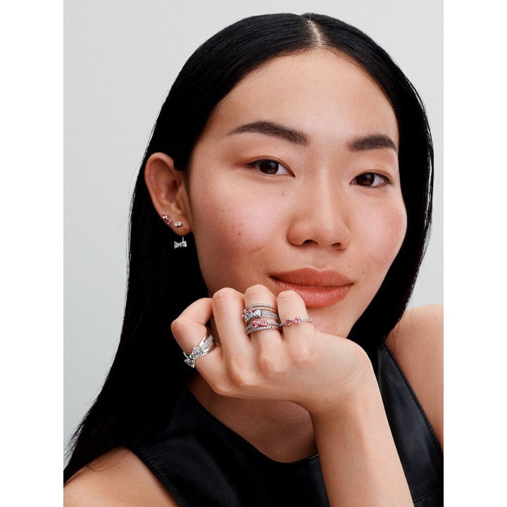 Pandora Silver Sparkling Pink Bow Stud Earrings - MococoPandora293505C015700303149653Earrings