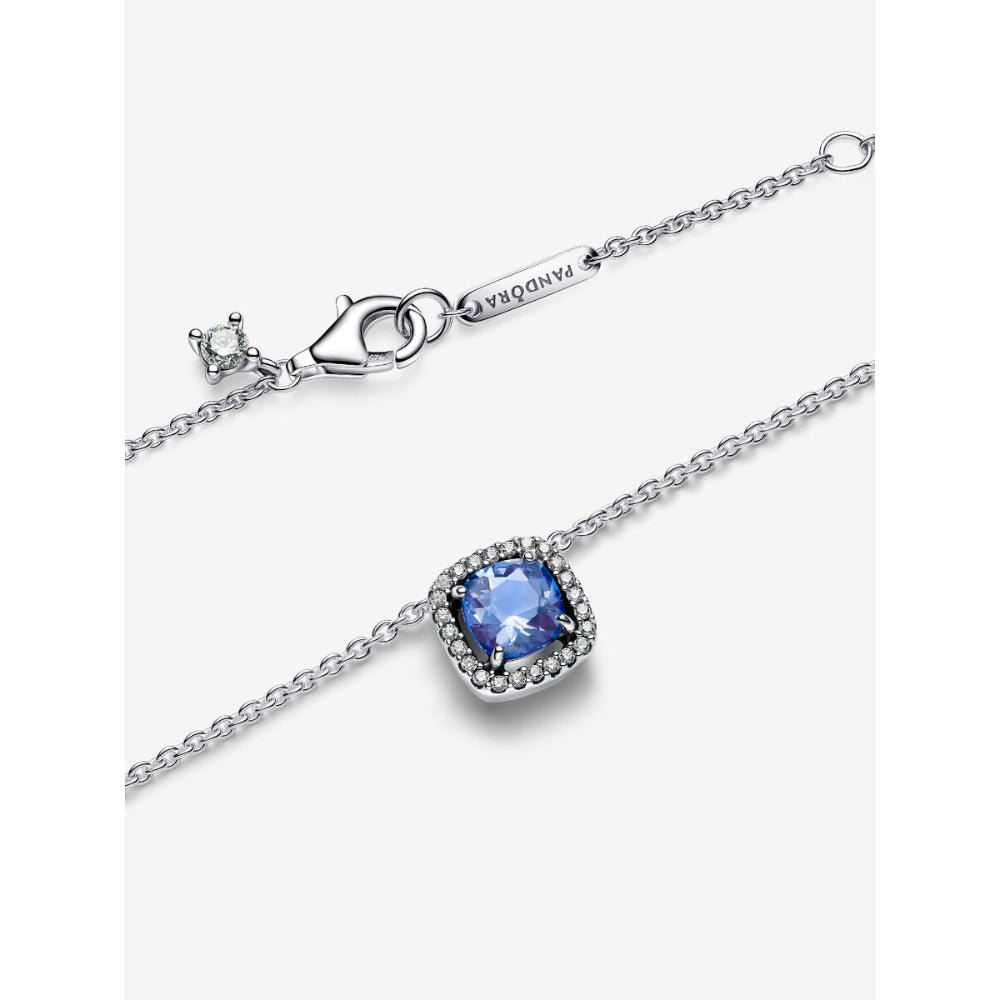 Pandora Silver Sparkling Square Blue Halo Pendant Necklace - MococoPandora393560C01-455700303148526Necklace