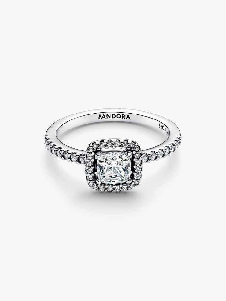 Pandora Silver Sparkling Square Halo Ring - MococoPandora193555C02-505700303230979Rings