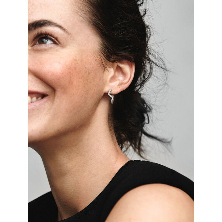 Pandora Silver Sparkling Wave Hoop Earrings - MococoPandora292545C015700303024639Earrings