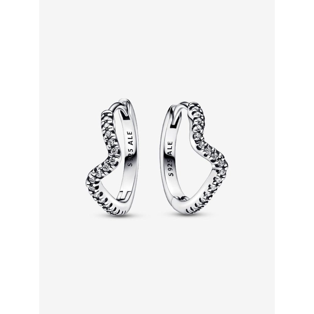 Pandora Silver Sparkling Wave Hoop Earrings - MococoPandora292545C015700303024639Earrings